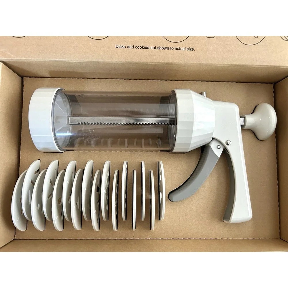 The Pampered Chef Cookie Press Spritz Christmas Holiday 16 Shapes White 1525
